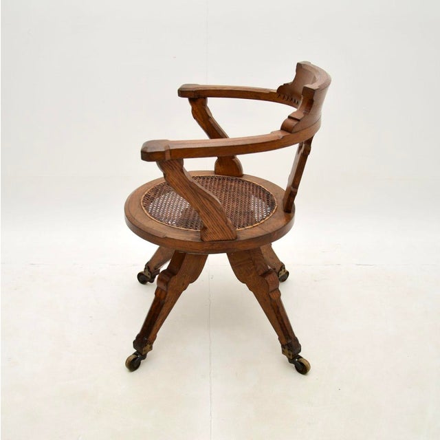 Antique Victorian Gothic Revival Oak Swivel Chair, 1870s For Sale - Image 4 of 14
