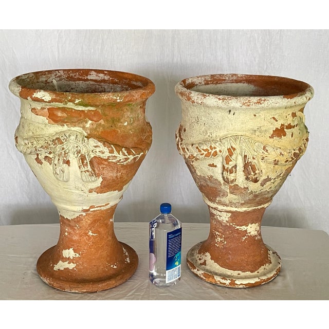 Pair French Antique Tall Garden Terracotta Planters, 1920. They could be early Anduze pots as they were found in the South...