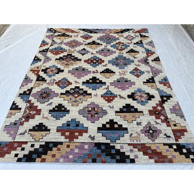 Ivory & Orchid Boho Tribal Rug 8x10 For Sale - Image 9 of 11
