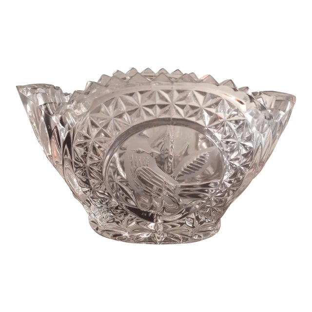 1950s Hofbauer Germany Byrdes Crystal Bowl For Sale