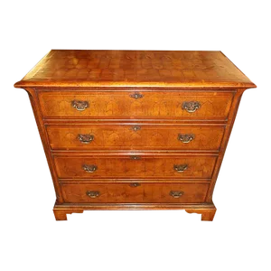 Mid 20th Century English George II Style Burled Oysterwood Dresser Chest of Drawers