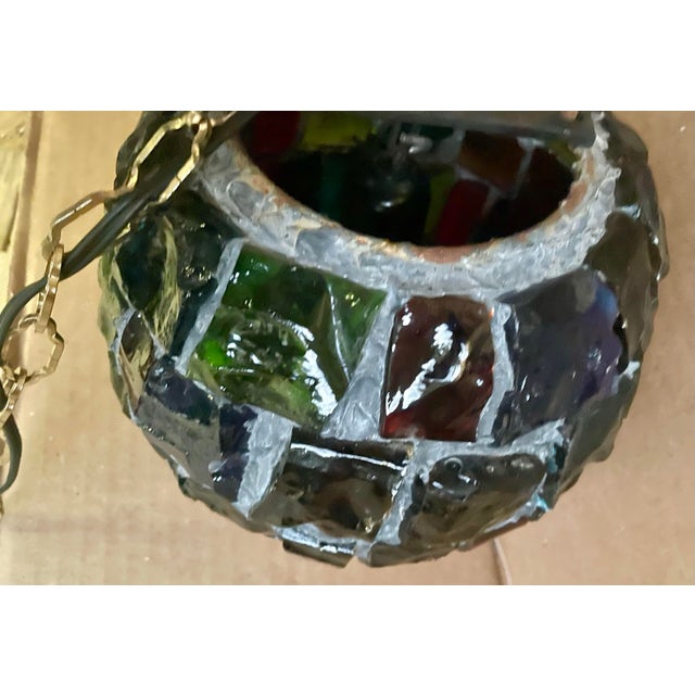 Yellow Peter Marsh Brutalist Hanging Colored Glass Chunk Fragment Globe Pendant Light For Sale - Image 8 of 11