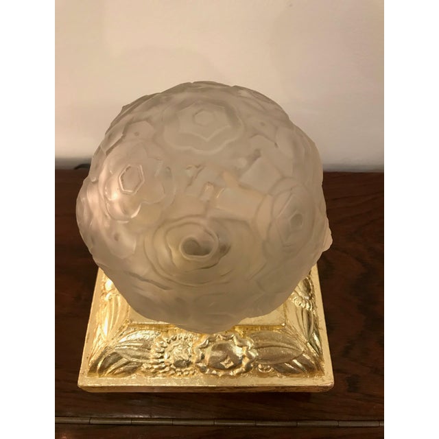 Gold French Art Deco Floral Table Lamps Signed by Sabino - a Pair For Sale - Image 8 of 13