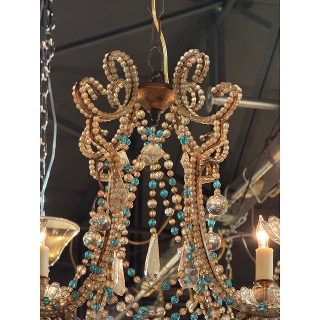 Traditional Vintage Italian Beaded Chandelier For Sale - Image 3 of 6