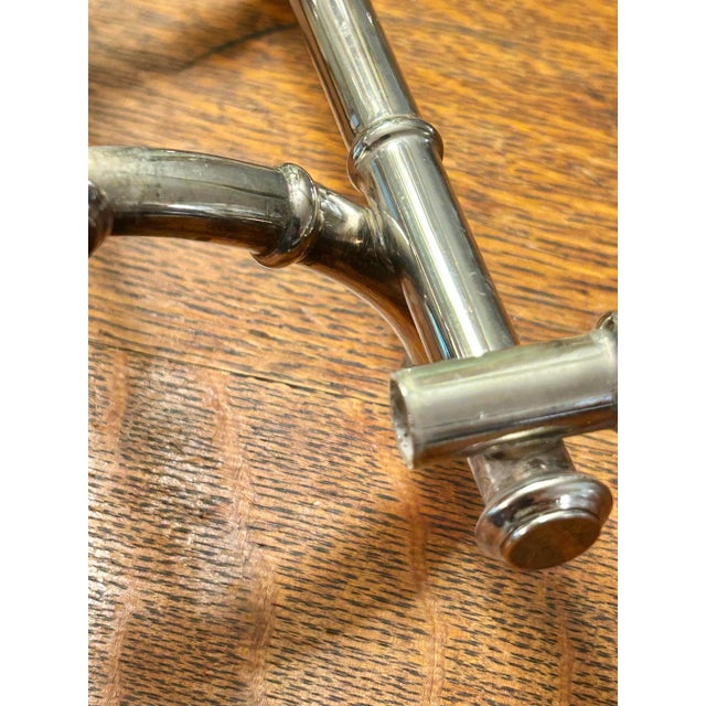 Silver 1960’s Hollywood Regency Faux Bamboo Silver Plate Tray With Glass Top For Sale - Image 8 of 9