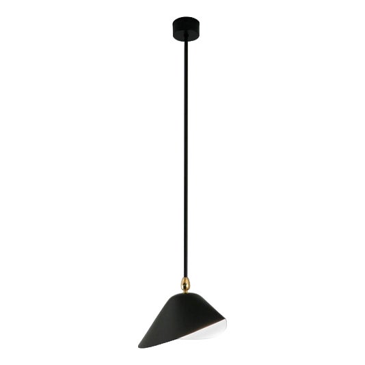 Mid-Century Modern Black Library Hanging Lamp by Serge Mouille For Sale