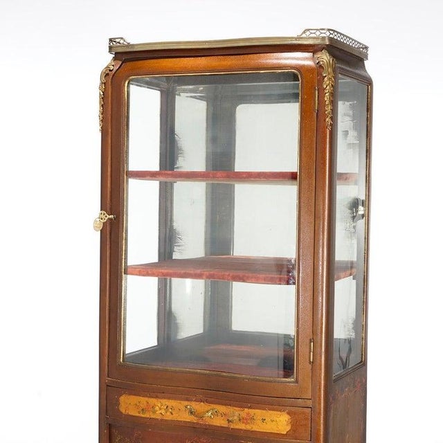 Antique French Vernis Martin Decorated Mahogany Vitrine, Circa 1890 For Sale - Image 10 of 18