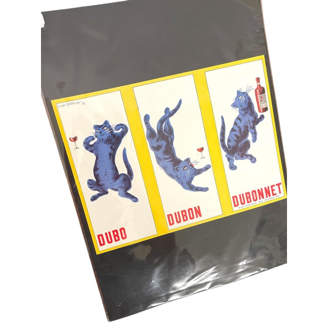 French French Dubonnet Advertising Poster Print With Blue Cat Design, 1937 D'Ornellas. For Sale - Image 3 of 11
