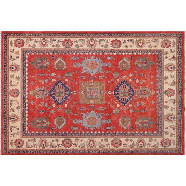 Tribal Kazak Red/Beige Wool Rug - 10'2''x13'11' For Sale - Image 9 of 10