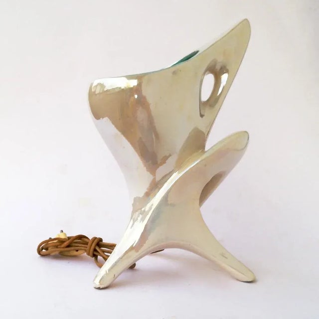 Blue Mid-Century Italian Ceramic Table Lamp from Artistica Aretini For Sale - Image 8 of 8