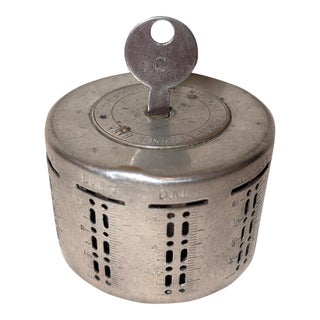 Antique Nickel Plated Brass Bank For Sale