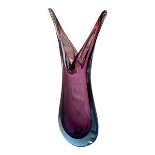 A 1970s Modern Purple and Blue Sommerso Murano Glass Vase by Flavio Poli For Sale