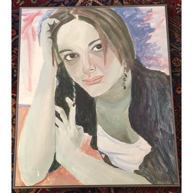 Metal 1970s Abstract Figurative Female Painting, Framed For Sale - Image 7 of 7