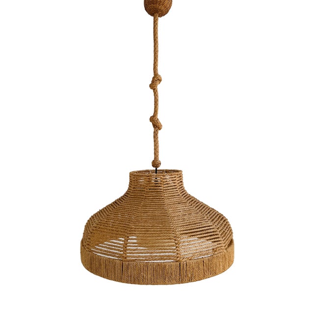 Large Rope and Jute Pendant Light, 1970s For Sale