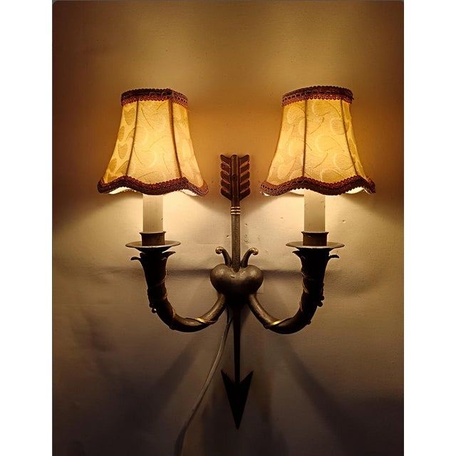 Metal Antique Neo-Gothic Style Wall Sconce, 1890s For Sale - Image 7 of 11
