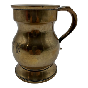 Antique Victorian English Farmhouse Brass Pub Tankard Pint Mug
