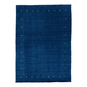 Modern Hand-Loomed Minimalist Gabbeh Wool Rug in Blue