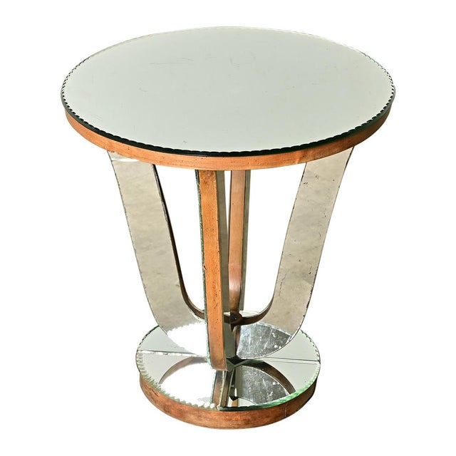 French Vintage Mirrored Gueridon Side Table For Sale - Image 9 of 9