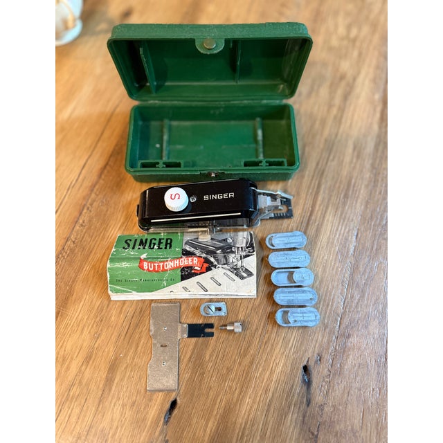 Vintage 1948 Singer Buttonholer #160506 Original Case 5 Templates For Sale - Image 6 of 7