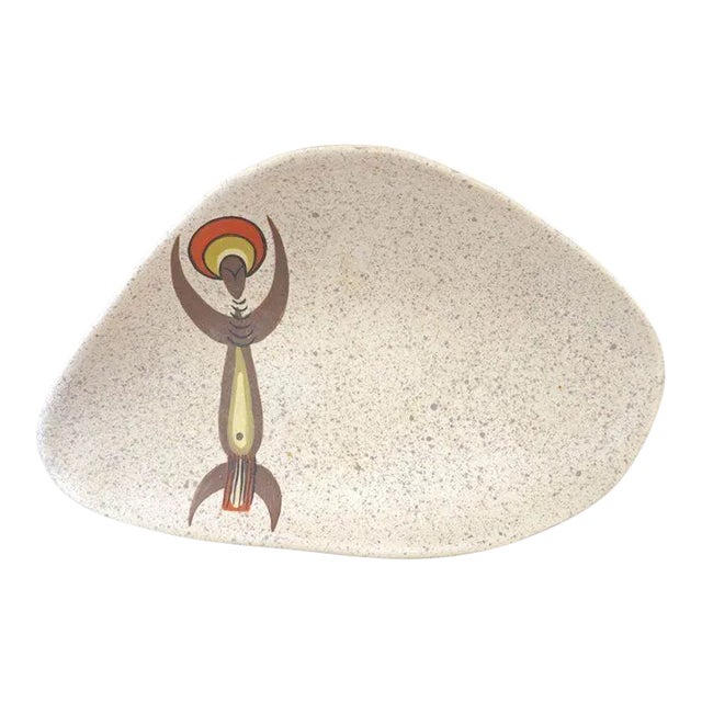 Mid-Century Signed Marc Bellaire (1925 – 1994) Abstract Tribal Three-Sided Serving Dish For Sale