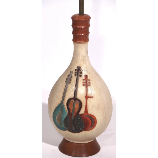 Mid-Century Modern Mid Century Music Theme Table Lamp by Fourtune Lamp 1960 For Sale - Image 3 of 13