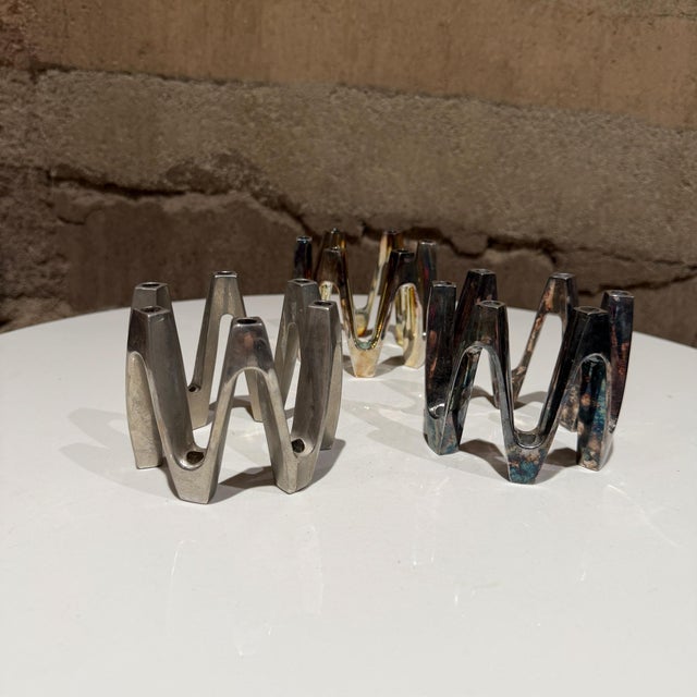Metal Silver-Plated Candle Holder Crown Model Jens Quistgaard Dansk Designs For Sale - Image 7 of 13