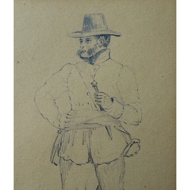 1830 French Military Portrait of Man in Uniform Armed Drawing Sketch For Sale In New York - Image 6 of 9