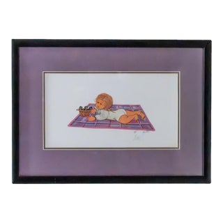 Late 20th Century P. Buckley Moss Signed Limited Edition "August's Baby" - Custom Framed With Uv Glass For Sale