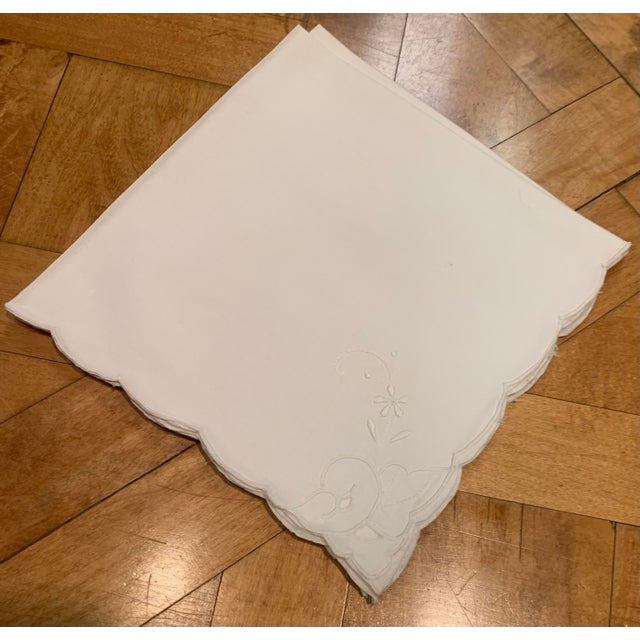 Mid 20th Century Antique Embroidered Dinner Napkins- Set of 12 For Sale - Image 5 of 7