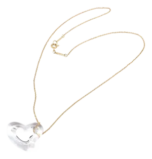 Mid 20th Century Tiffany & Co. Peretti Yellow Gold Large Open Heart Rock Crystal Necklace