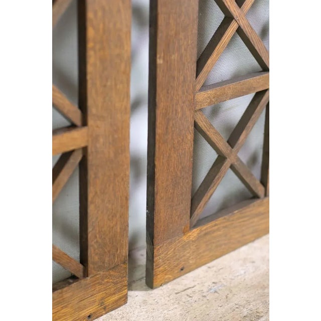 Pair of Mid 20th Century Angled Corner Oak Dividers With Screen For Sale - Image 6 of 10
