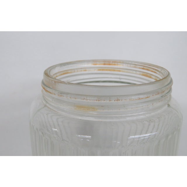 Hoosier Sellers Coffee Canister 1920s Clear Ribbed Glass Jar With Lid 4481b For Sale In Miami - Image 6 of 15