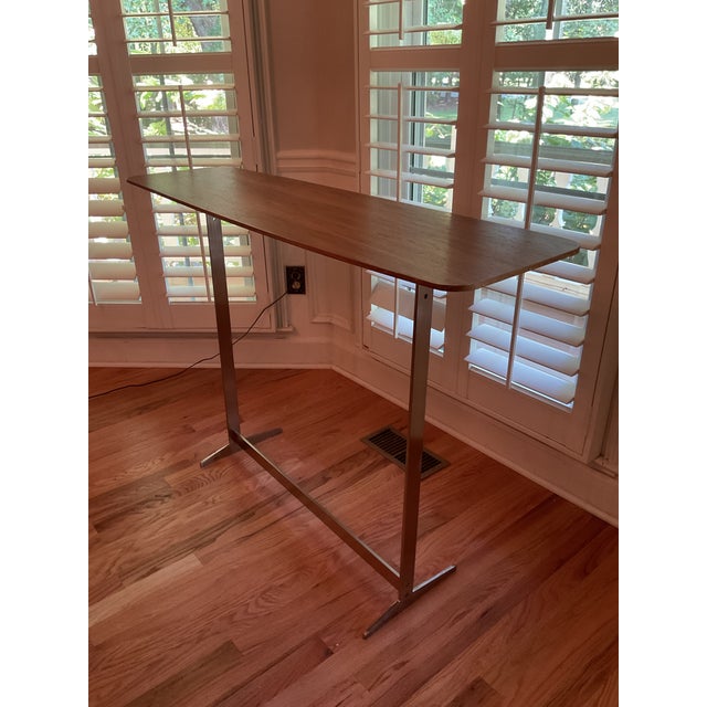 Vintage Mid-Century Modern Walnut & Chrome Narrow Console Table For Sale - Image 10 of 12