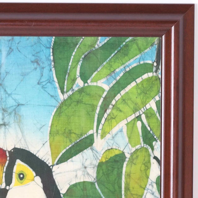 Mid-Century Modern Batik Artwork of a Toucan For Sale - Image 3 of 7