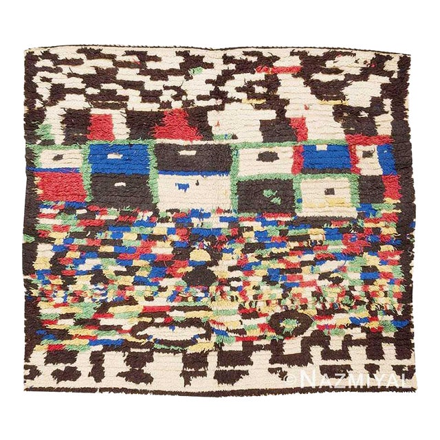 Nazmiyal Collection Square Vintage Moroccan Boucherouite Rug For Sale