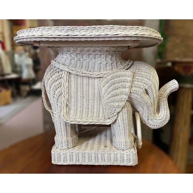 Wicker Elephant Table With Tray For Sale - Image 4 of 6