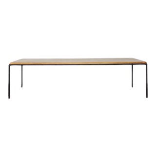 Midcentury French Hammered Iron and Oak Bench For Sale