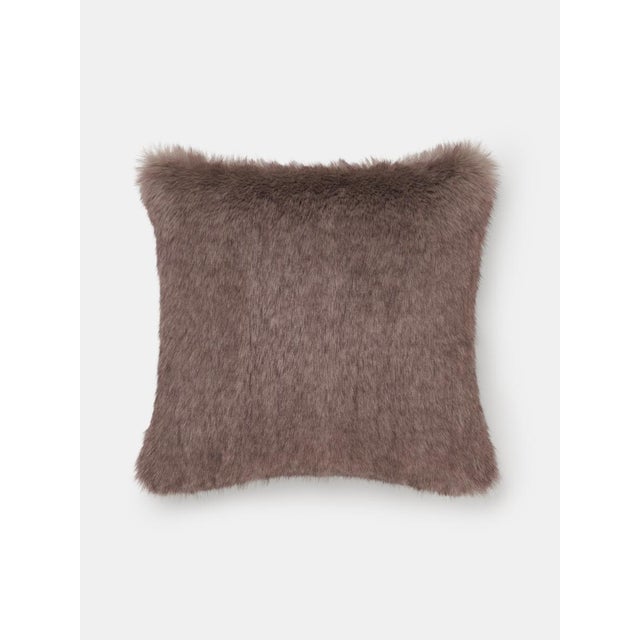 Grey Square Faux Fur Cushion by Villa Como For Sale - Image 4 of 4