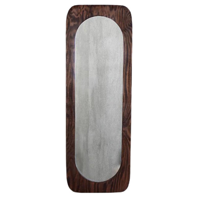Large Scandinavian Wooden Wall Mirror, 1950s For Sale