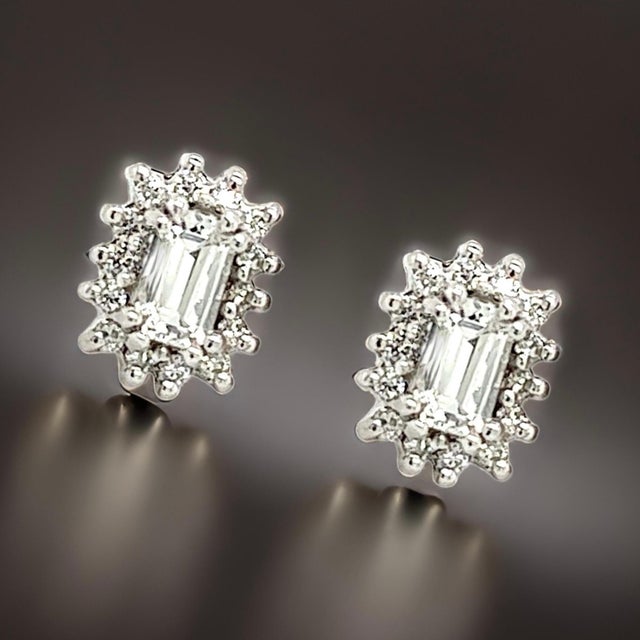Natural Sapphire Diamond Stud Earrings 14k W Gold 0.94 TCW Certified For Sale - Image 10 of 16