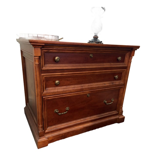 1990s Hanging File Cabinet Walnut Cherry 2 Drawers Shenandoah Valley For Sale