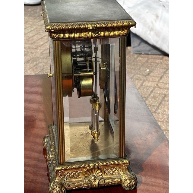 Victorian Brass Four Glass Clock from Seth Thomas For Sale - Image 4 of 8