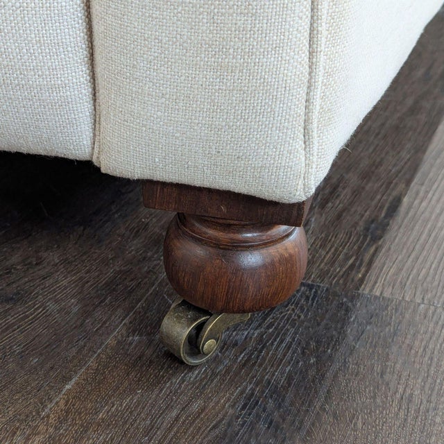 Linen Restoration Hardware Kensington Classic 3-Seat Chesterfield Sofa in Light Linen For Sale - Image 8 of 10