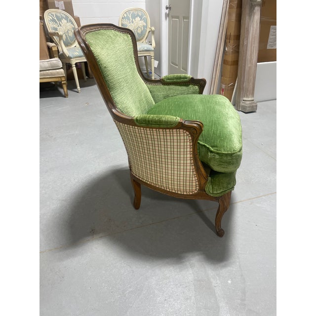 Mid 20th Century Mid 20th Century Green Velvet Bergere Chair For Sale - Image 5 of 15