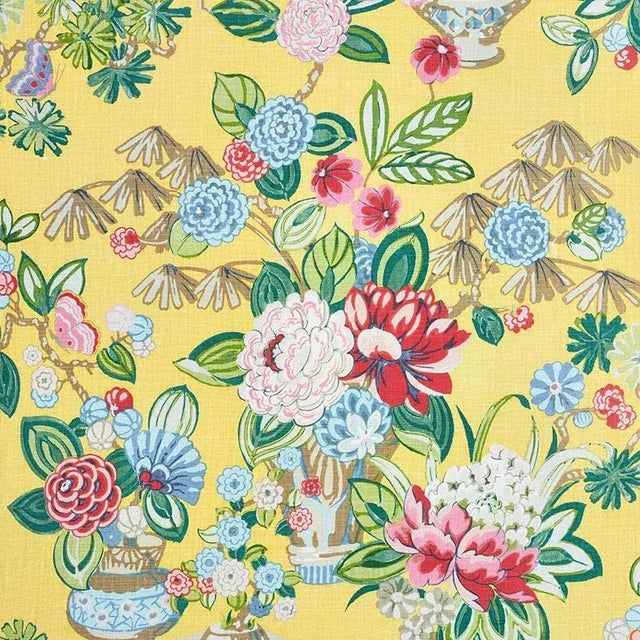 A loose, large-scale floral, Bouquet Chinois is enlivened by colorful blooms and ginger jars. It's a whimsical take on...