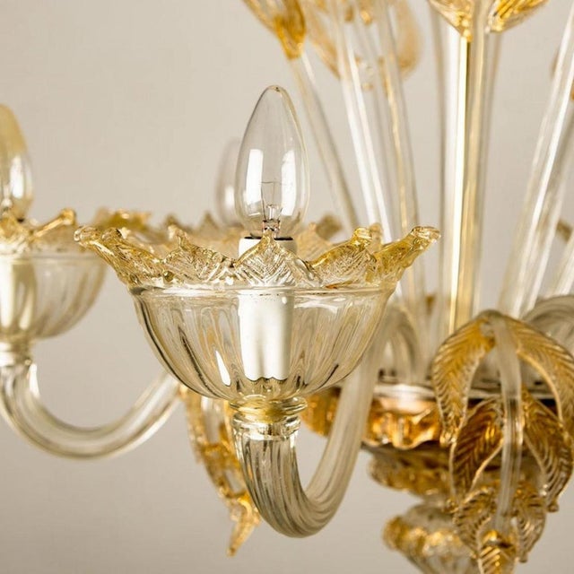 Gold Large Venetian Chandelier in Gilded Murano Glass attributed to Barovier, 1960s For Sale - Image 8 of 18