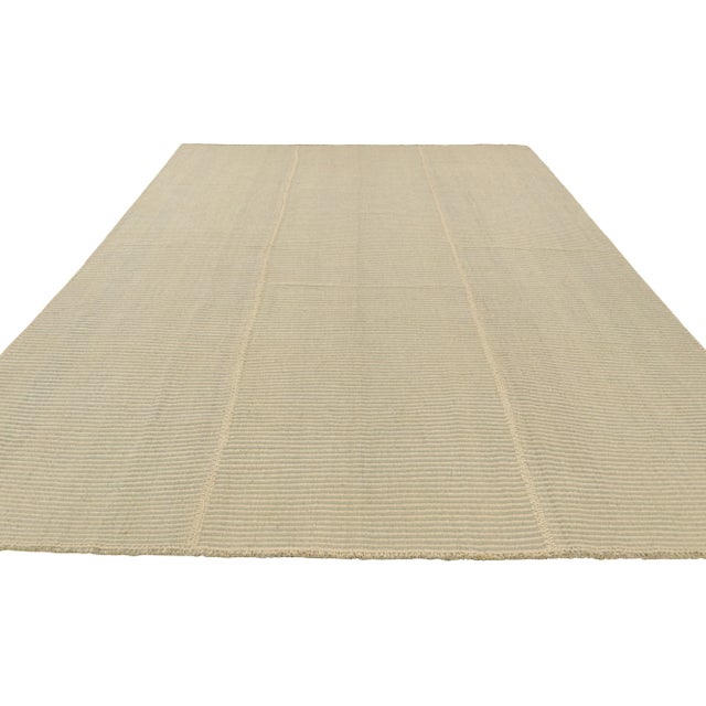2010s Rug & Kilim’s Contemporary Kilim in Beige-Brown Textural Stripes For Sale - Image 5 of 7