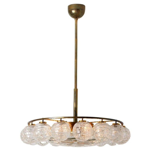 Globe Lights Wave Glass Chandelier attributed to Doria Leuchten, 1965 For Sale - Image 16 of 16