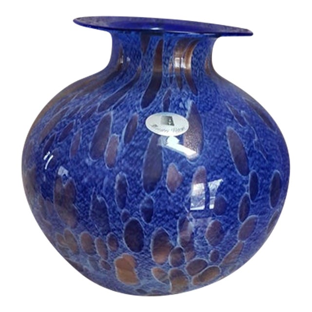 Vinatge Maestri Vertrai Hand Blown Blue Glass Vase For Sale