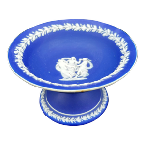 Antique Wedgwood Blue Jasperware Compote Pedestal Candy Dish Mid 18th Century